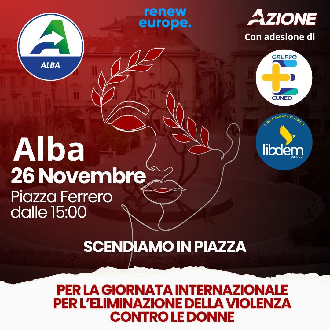 Azione scende in piazza ad Alba radunando le forze politiche alleate per la Giornata internazionale contro la violenza sulle donne